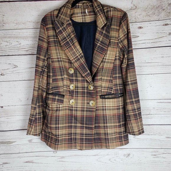 Free People Jackets & Blazers - Free People Emily Plaid Belted Blazer Jacket